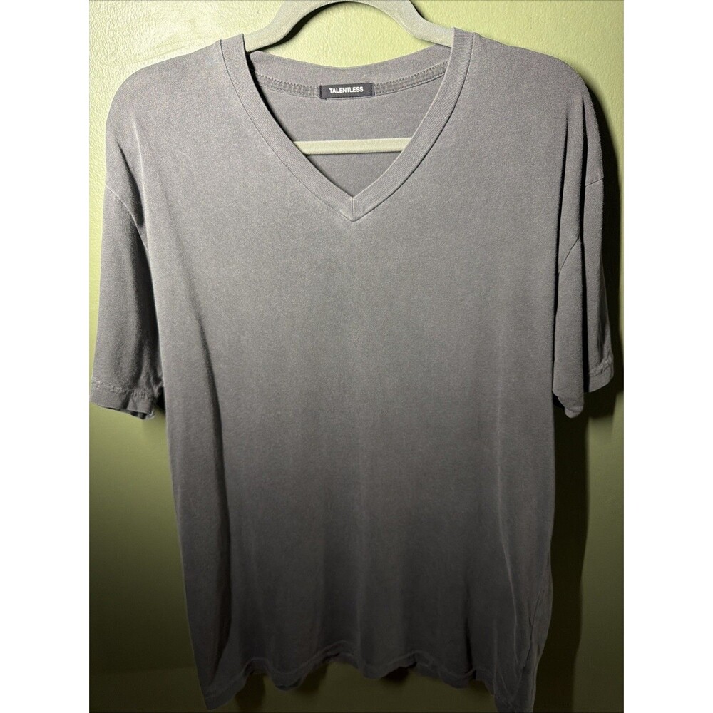 Talentless Mens Dark Gray Short Sleeve V-Neck T-Shirt Size Large